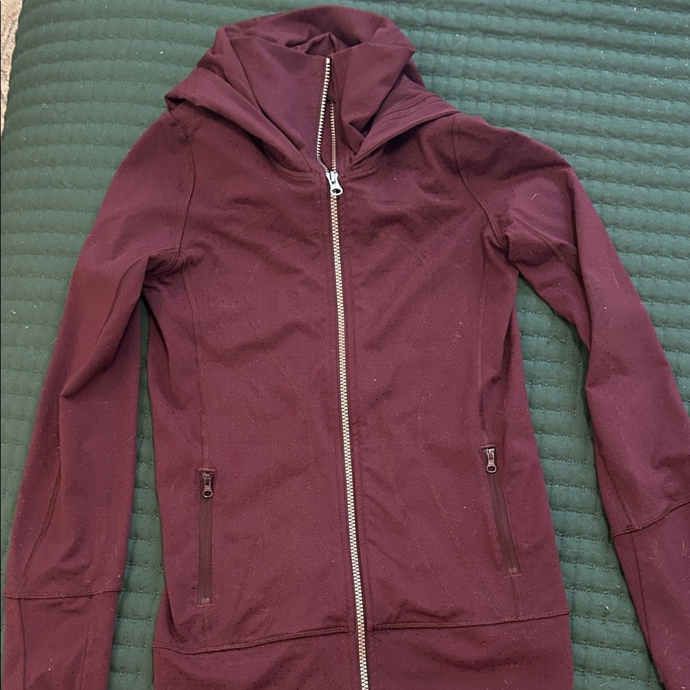Lululemon Hooded Burgundy Scuba Jacket